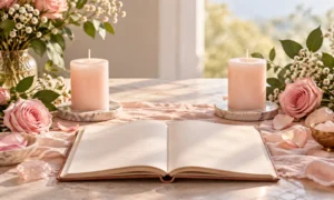 Two separate candles and blank journal emphasizing consent and personal choice